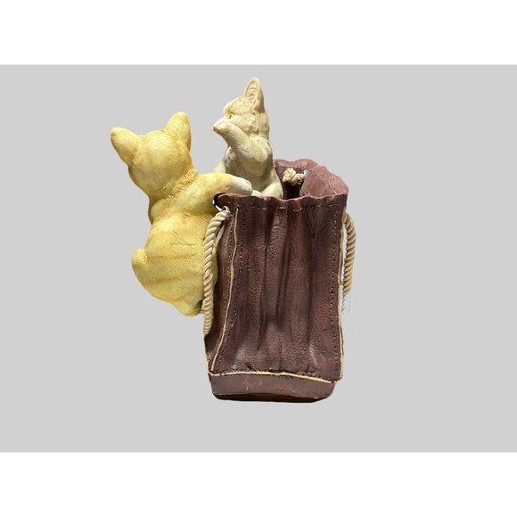 Vintage Cat in Bag Large Figure Two Tabby Cats - Picture 5 of 6
